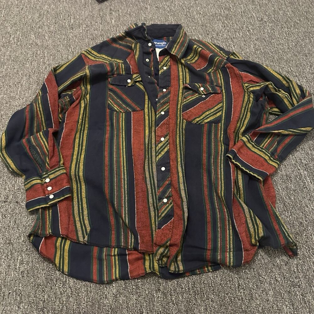 Men's WRANGLER flannel snap front long sleeve western shirt Size XL